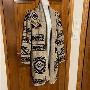 Northern Angel Anthropologie Aztec southwestern open-front long cardigan Large